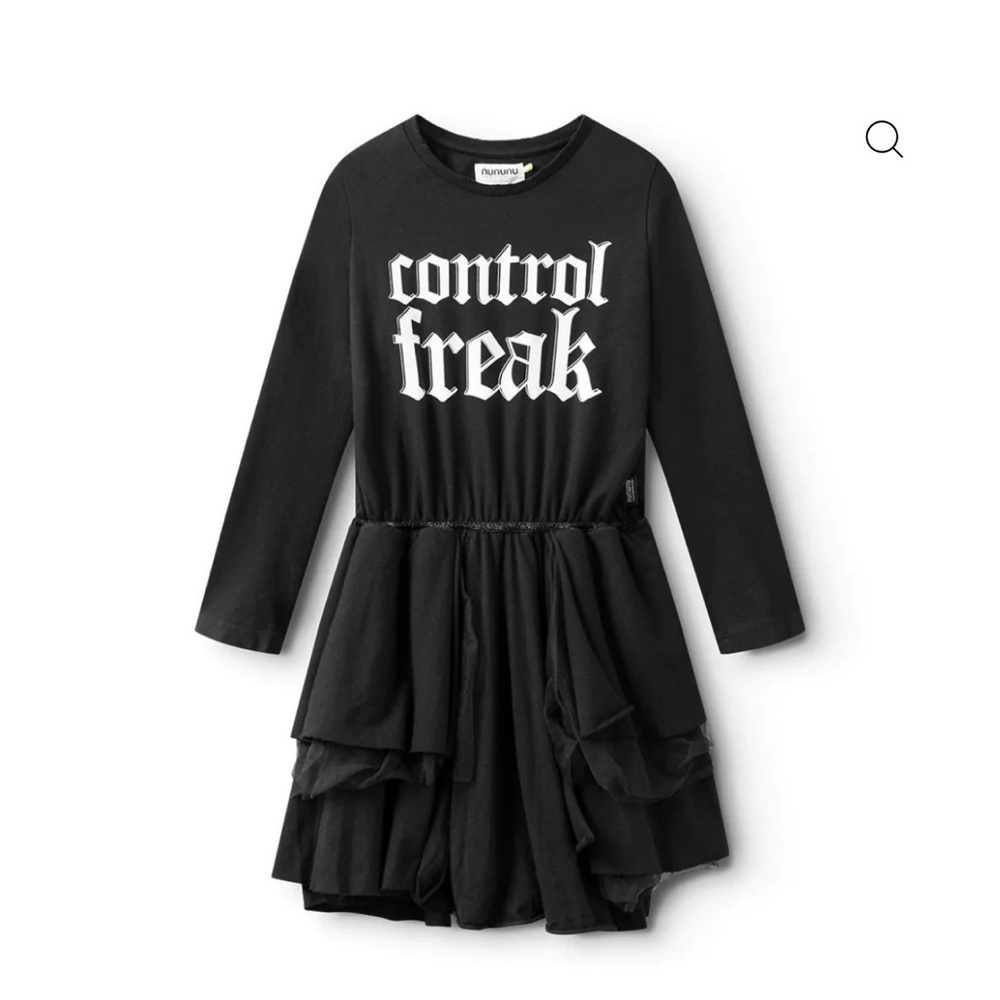 nununu Black 'Control Freak' Kids Casual Dress